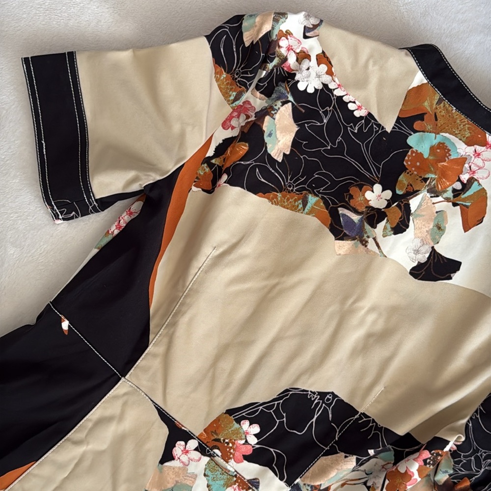 3.1 Phillip Lim x Target | Zip Front Woven Shirt Dress Paper Floral Print (M) - Picture 12 of 16